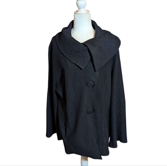 Sandro Boiled Wool Swing Jacket Plus Size Designer Minimalist Sz 1x - Picture 8 of 11